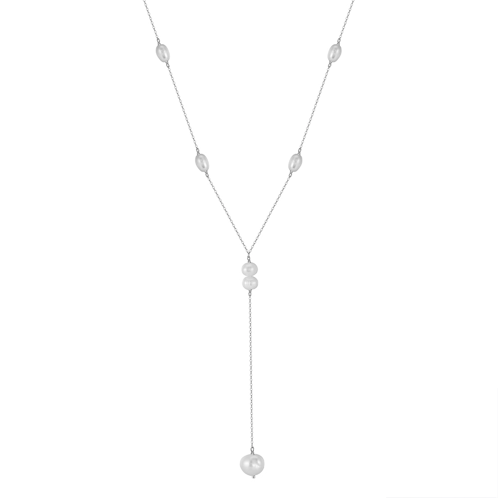 Bijuterii Perle Naturale - Colier din Argint cu Perle naturale de cultură Elegant Silver Plated