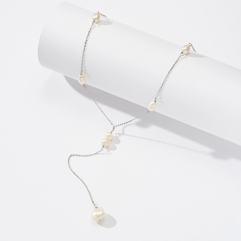 Bijuterii Perle Naturale - Colier din Argint cu Perle naturale de cultură Elegant Silver Plated