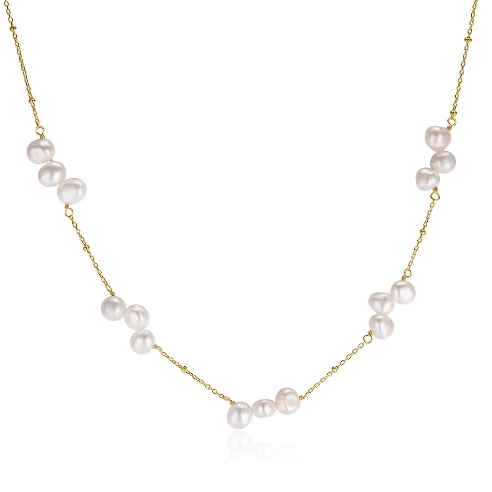 Produse Noi - Colier din Argint cu Perle Naturale de Cultură Gold Clusters Pearl