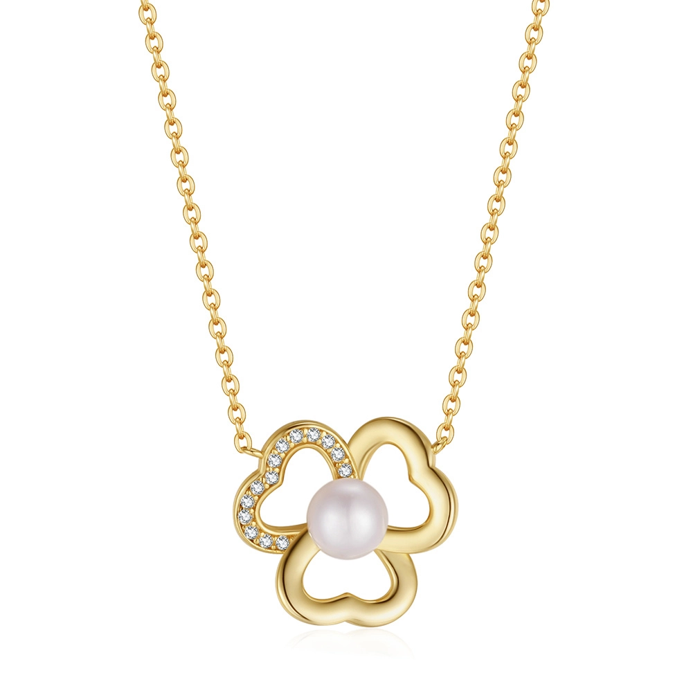 Produse Noi - Colier din Argint cu Perle Naturale de Cultură Golden Clover Pearl