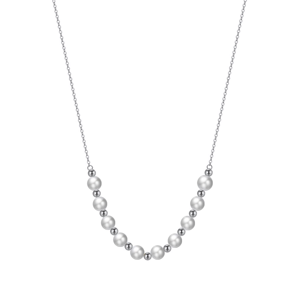 Bijuterii Perle Naturale - Colier din Argint cu Perle Naturale de Cultură Lustrous Elegance Silver