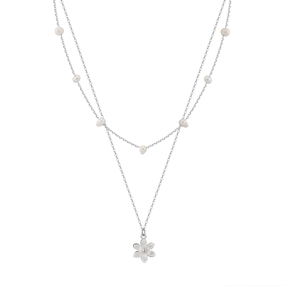 Bijuterii Perle Naturale - Colier din Argint cu Perle Naturale de Cultură Pearl Bloom Silver