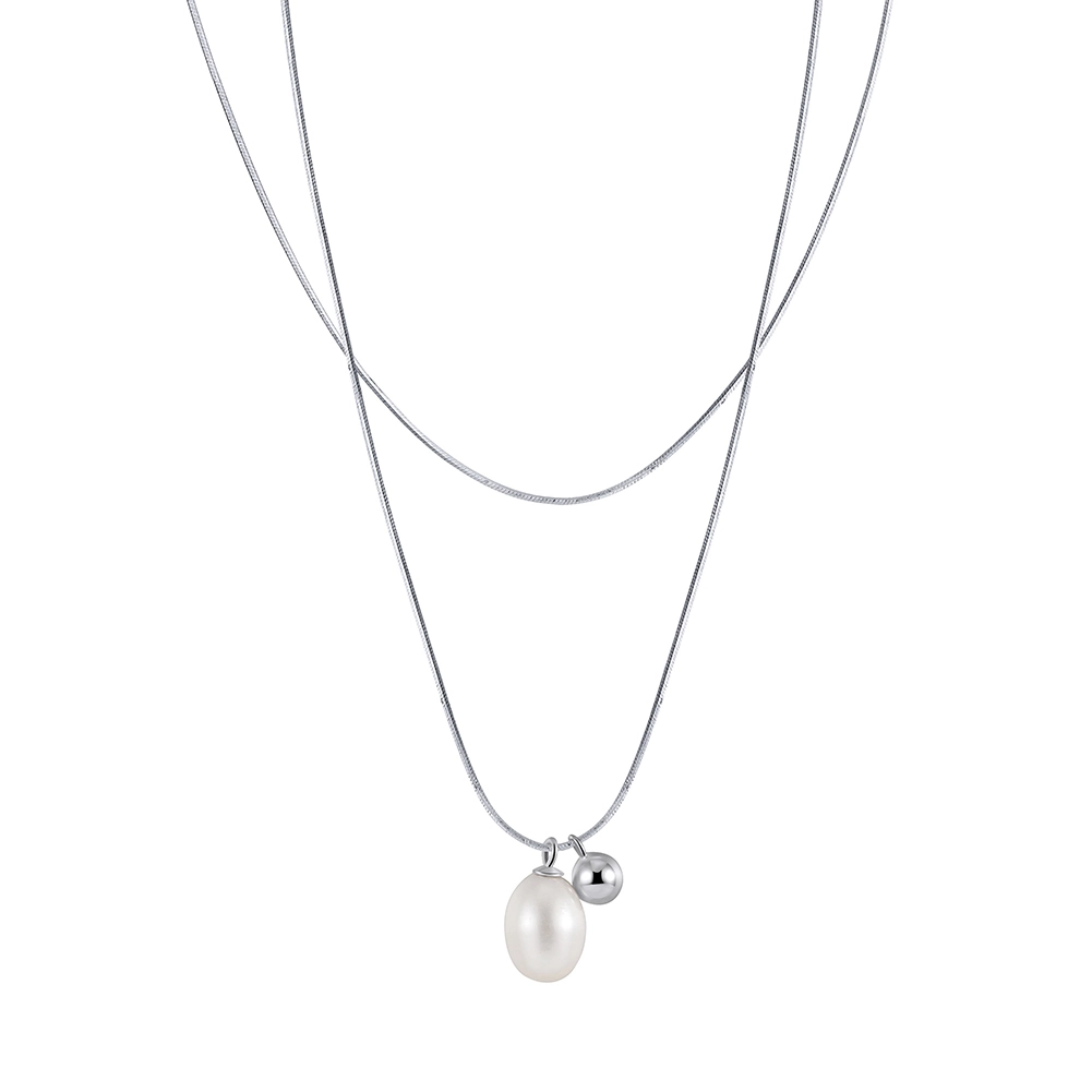 Bijuterii Perle Naturale - Colier din Argint cu Perle Naturale de Cultură Pearl Duo Silver