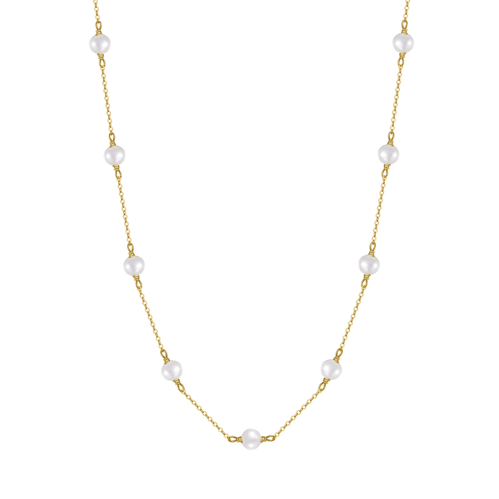 Bijuterii Perle Naturale - Colier din Argint cu Perle Naturale de Cultură Pearl Harmony Gold