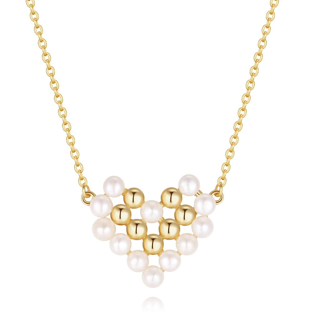Produse Noi - Colier din Argint cu Perle Naturale de Cultură Pearl Heart Necklace