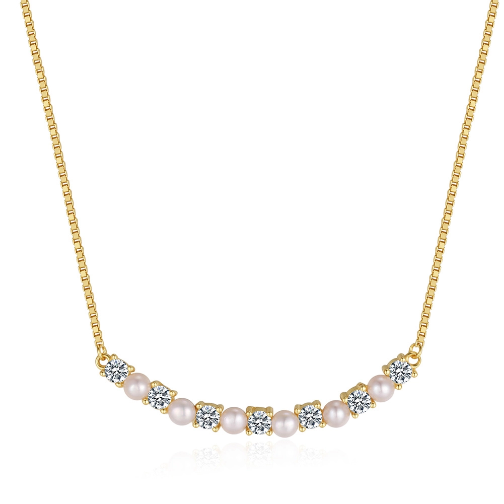Produse Noi - Colier din Argint cu Perle Naturale de Cultură Sparkle Line Necklace
