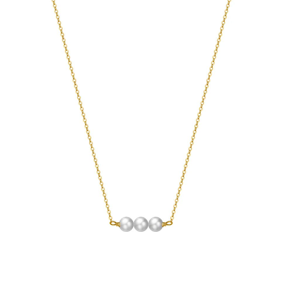 Bijuterii Perle Naturale - Colier din Argint cu perle naturale de cultură Three Pearls Gold