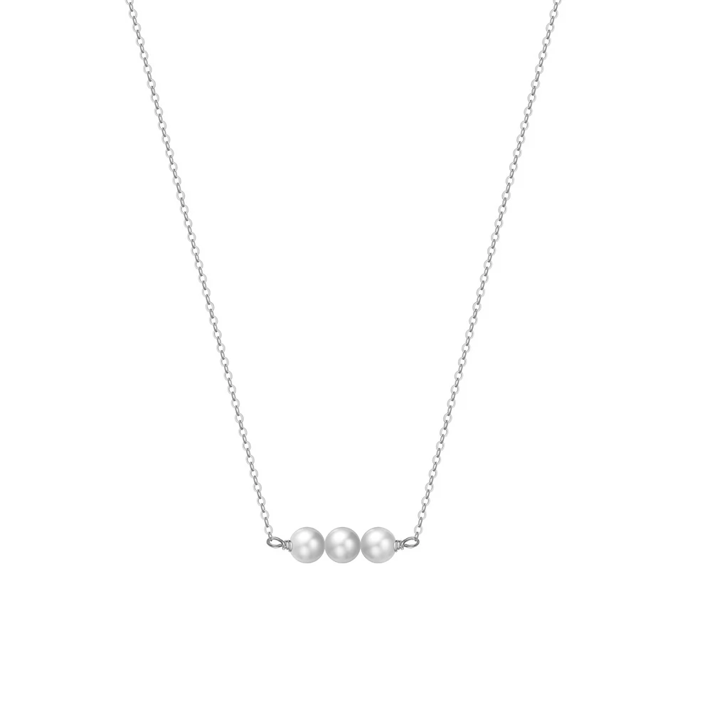 Bijuterii Perle Naturale - Colier din Argint cu perle naturale de cultură Three Pearls Silver