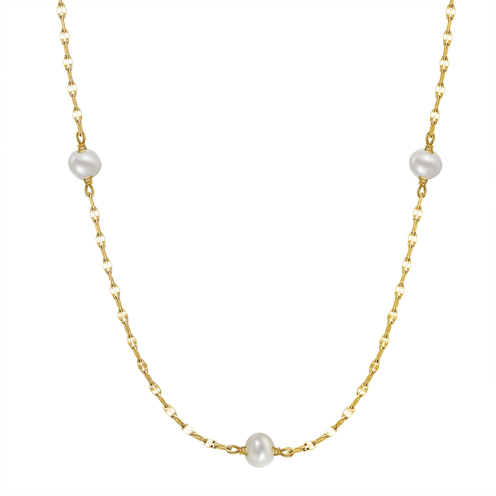 Bijuterii Perle Naturale - Colier din Argint cu Perle Naturale de Cultură Twisted Pearl Gold