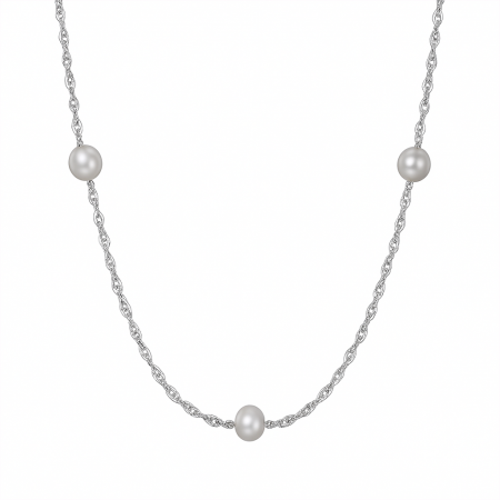 Bijuterii Perle Naturale - Colier din Argint cu Perle Naturale de Cultură Twisted Pearl Silver