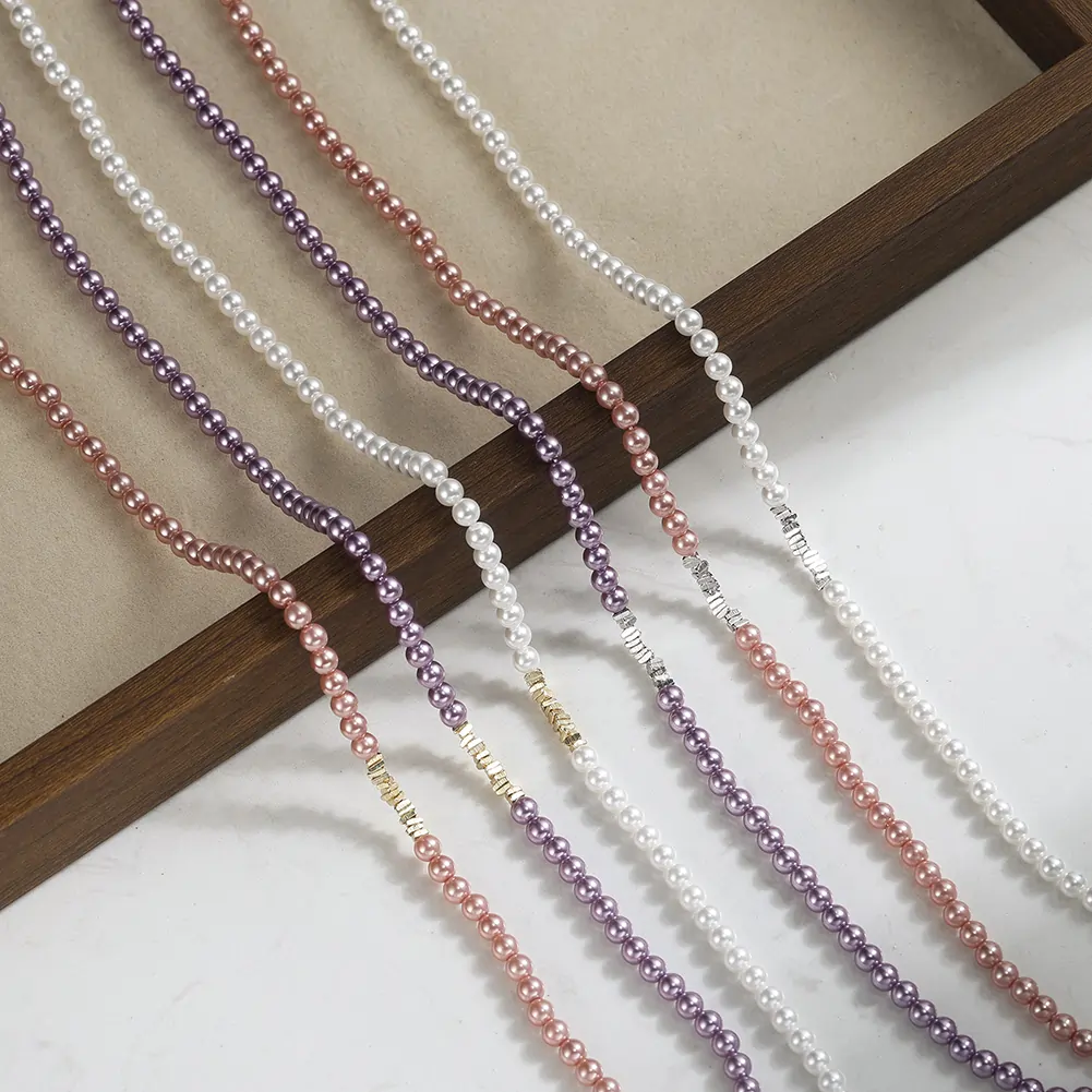 Coliere din argint - Colier din argint cu perle shell Beads Argintiu