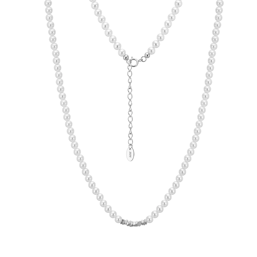 Coliere din argint - Colier din argint cu perle shell Beads Argintiu