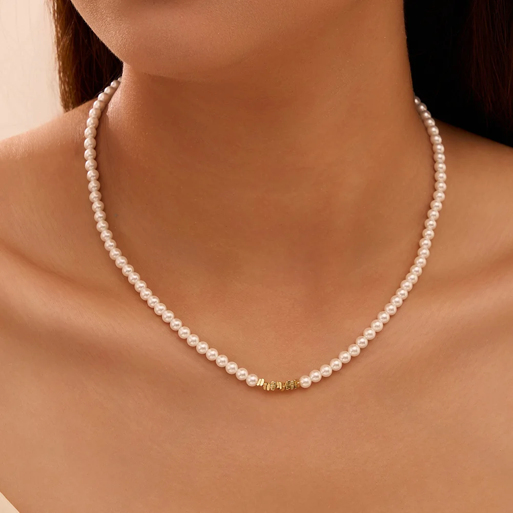 Coliere din argint - Colier din argint cu perle shell Beads Auriu