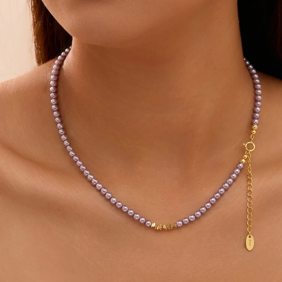 Produse Noi - Colier din argint cu perle shell Beads Lila Auriu