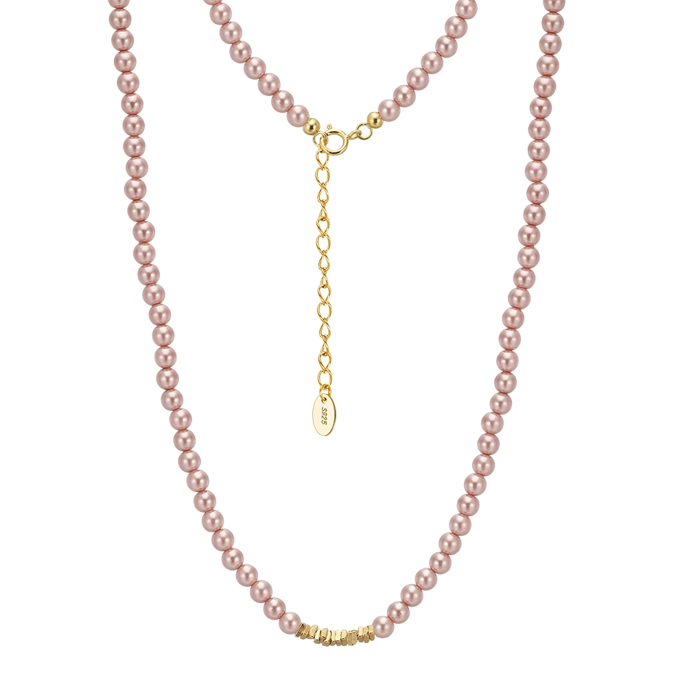 Coliere din argint - Colier din argint cu perle shell Beads Roz Auriu