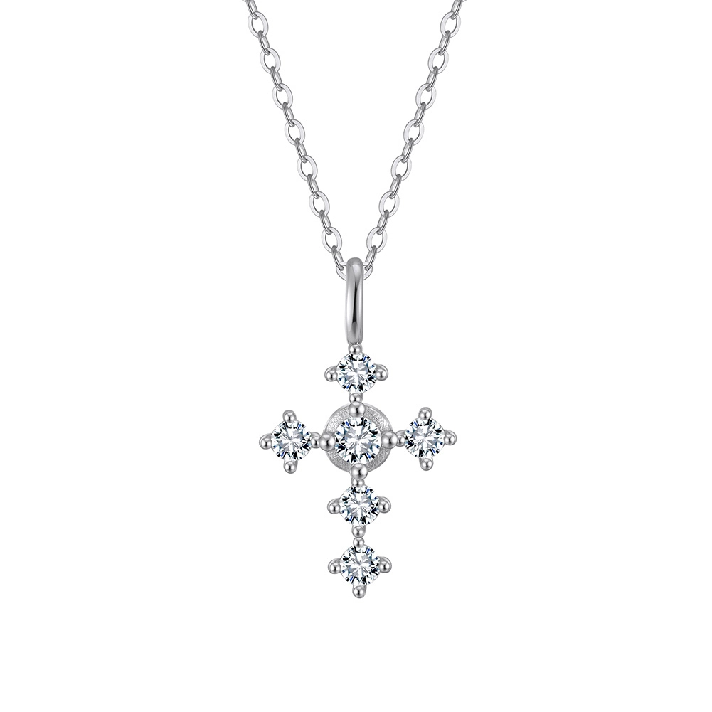 Coliere din argint - Colier din argint cu zirconiu Cross Argintiu