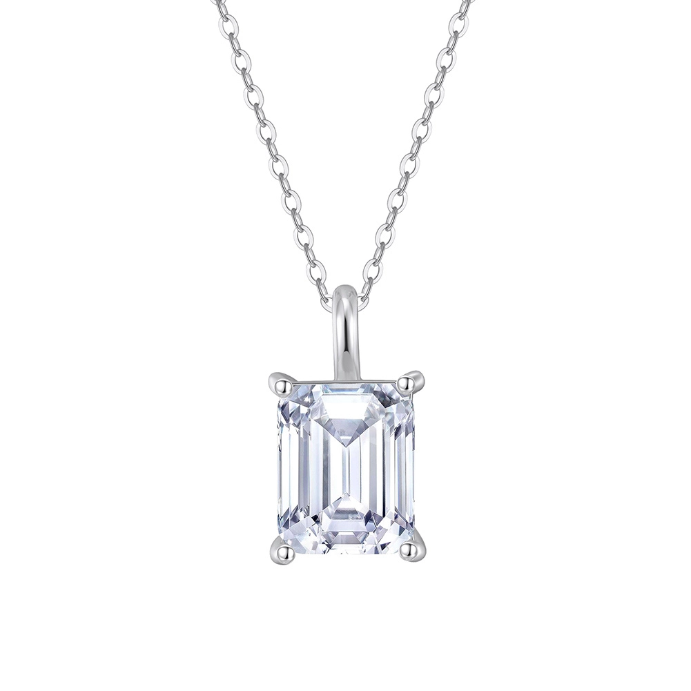 Coliere din argint - Colier din argint cu zirconiu Emerald Solitaire Argintiu