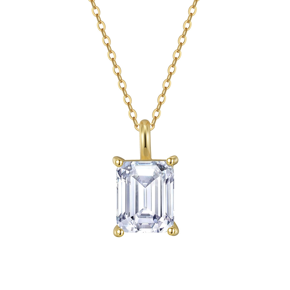 Coliere - Colier din argint cu zirconiu Emerald Solitaire Auriu