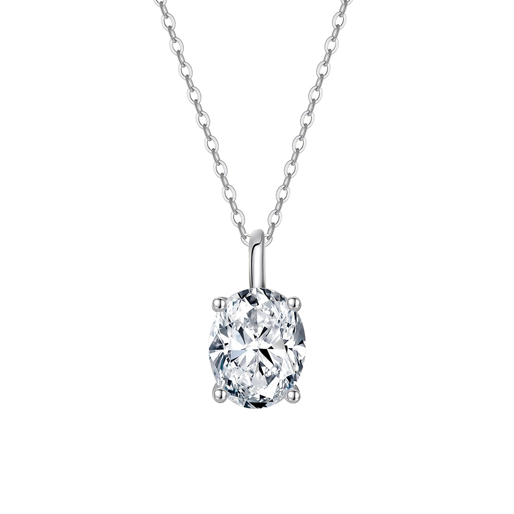 Coliere - Colier din argint cu zirconiu Oval Solitaire Argintiu