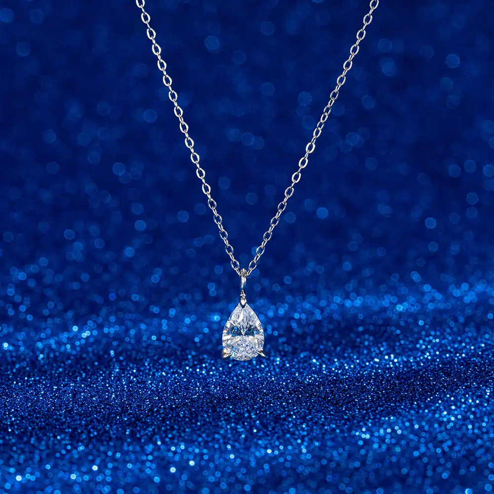 Coliere - Colier din argint cu zirconiu Pear Solitaire Argintiu