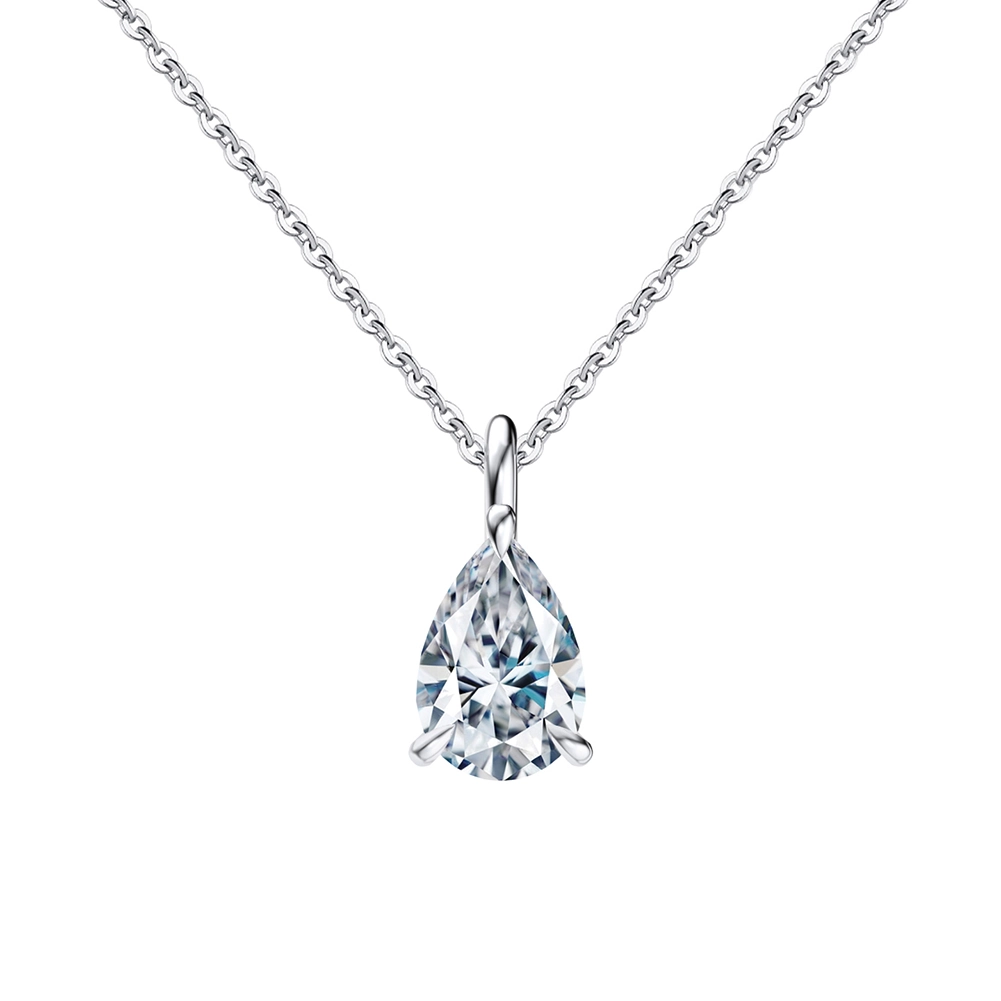 Coliere - Colier din argint cu zirconiu Pear Solitaire Argintiu