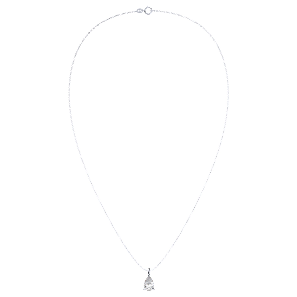 Coliere - Colier din argint cu zirconiu Pear Solitaire Argintiu