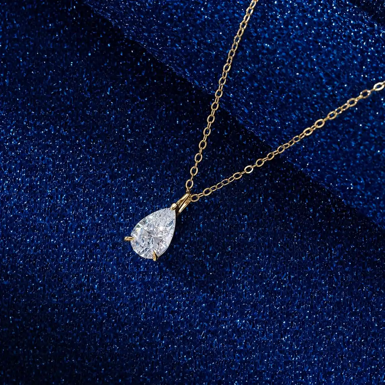 Coliere - Colier din argint cu zirconiu Pear Solitaire Auriu