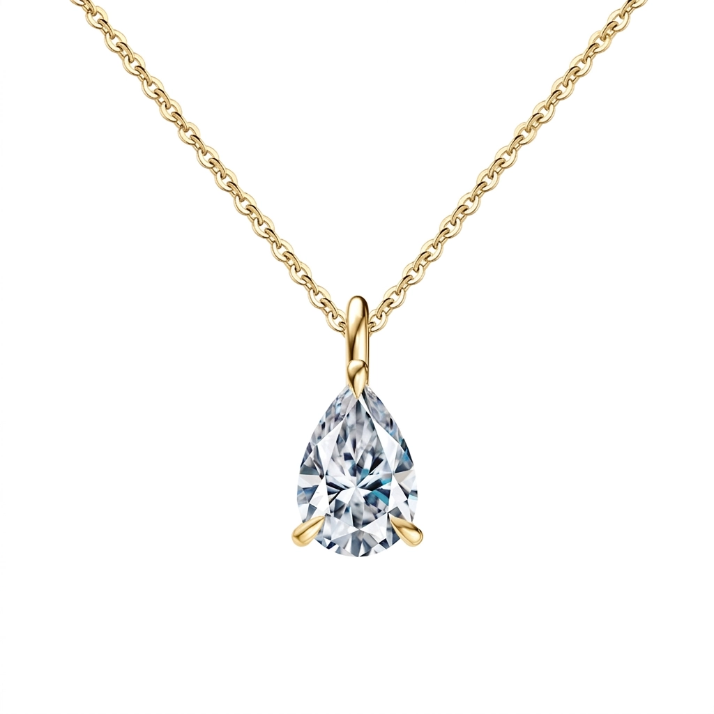 Coliere - Colier din argint cu zirconiu Pear Solitaire Auriu