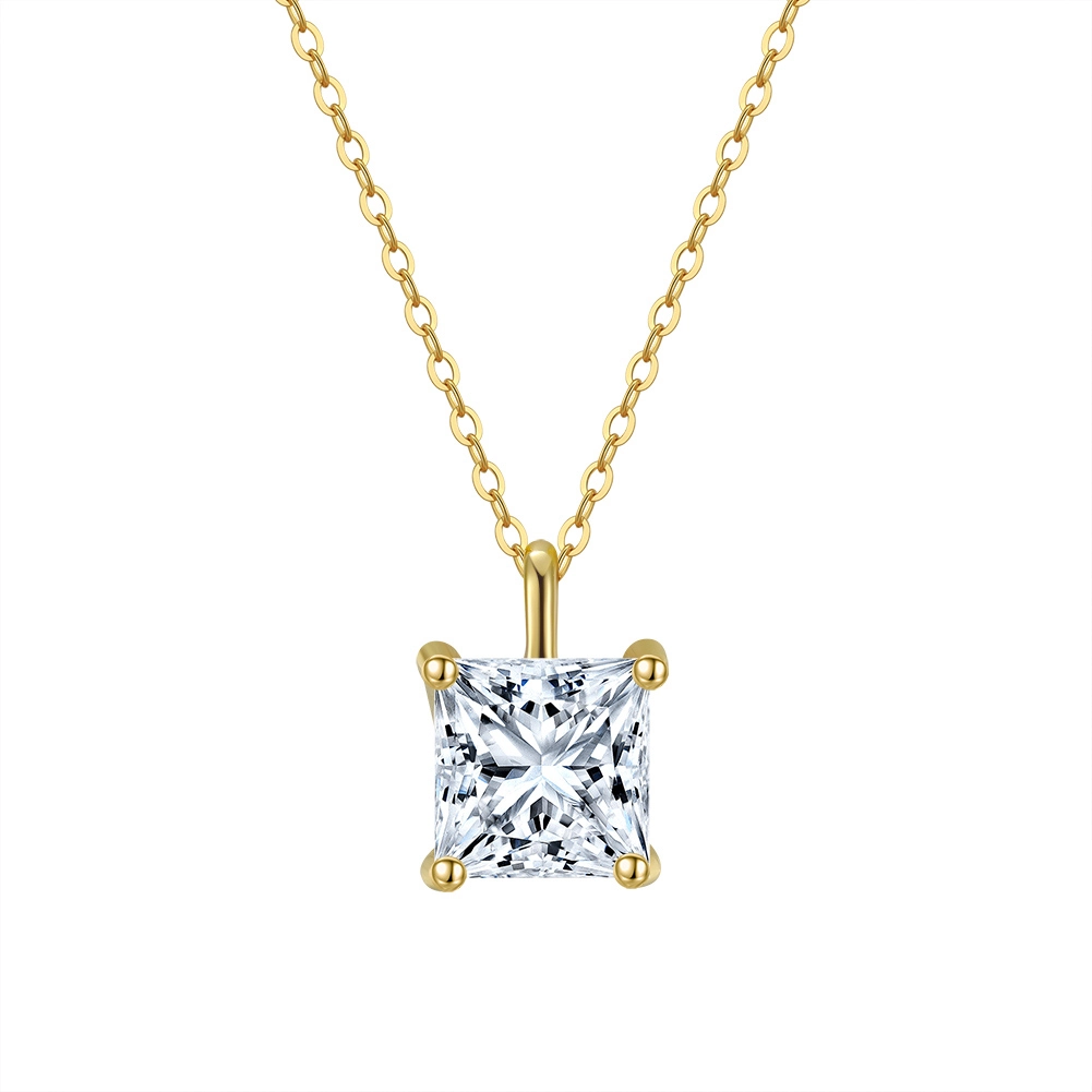 Coliere - Colier din argint cu zirconiu Princess Solitaire Auriu