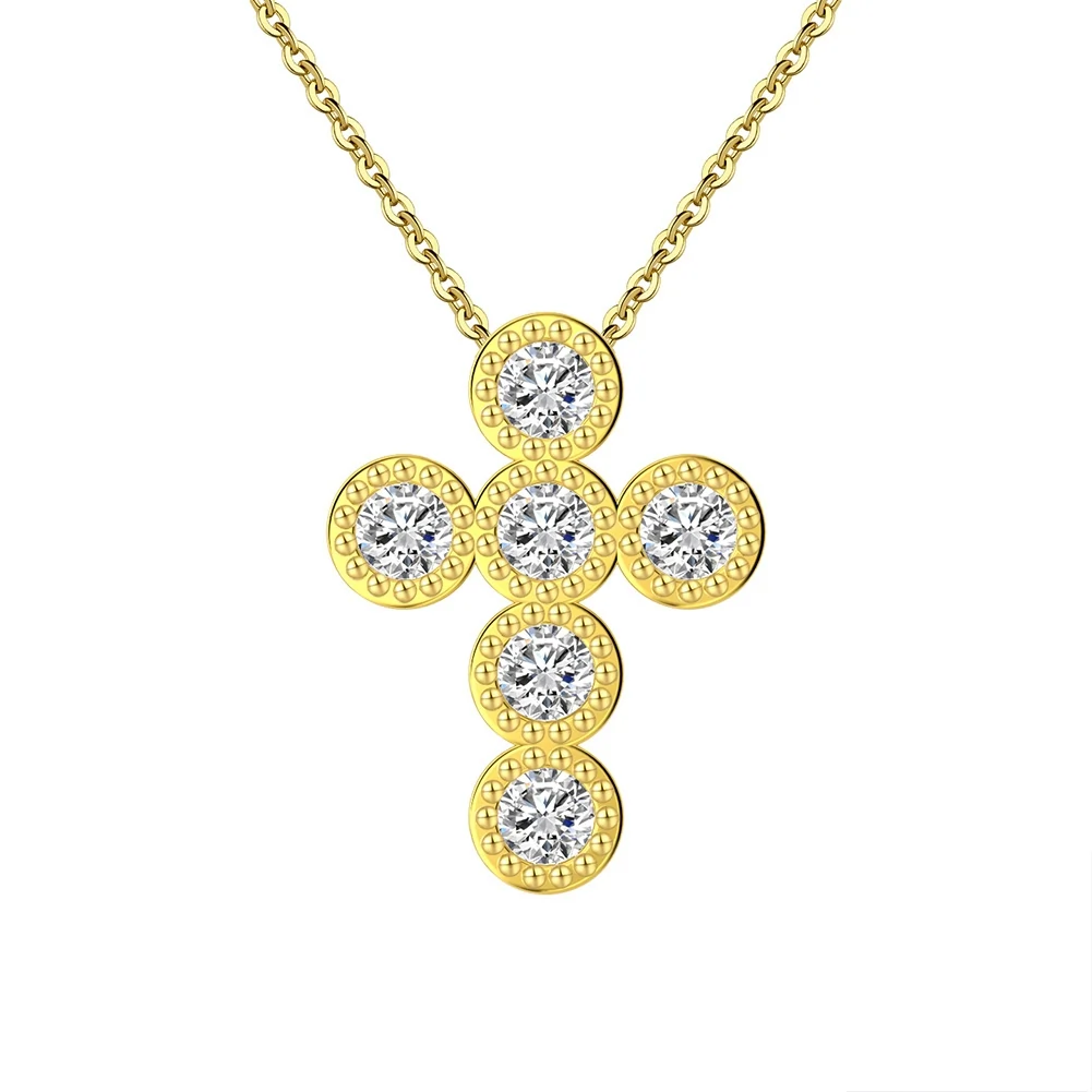 Colier din Argint Gold Clustered Cross