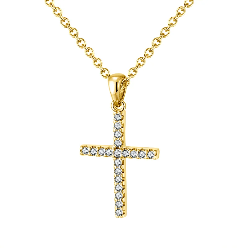 Colier din Argint Gold Crystal Cross