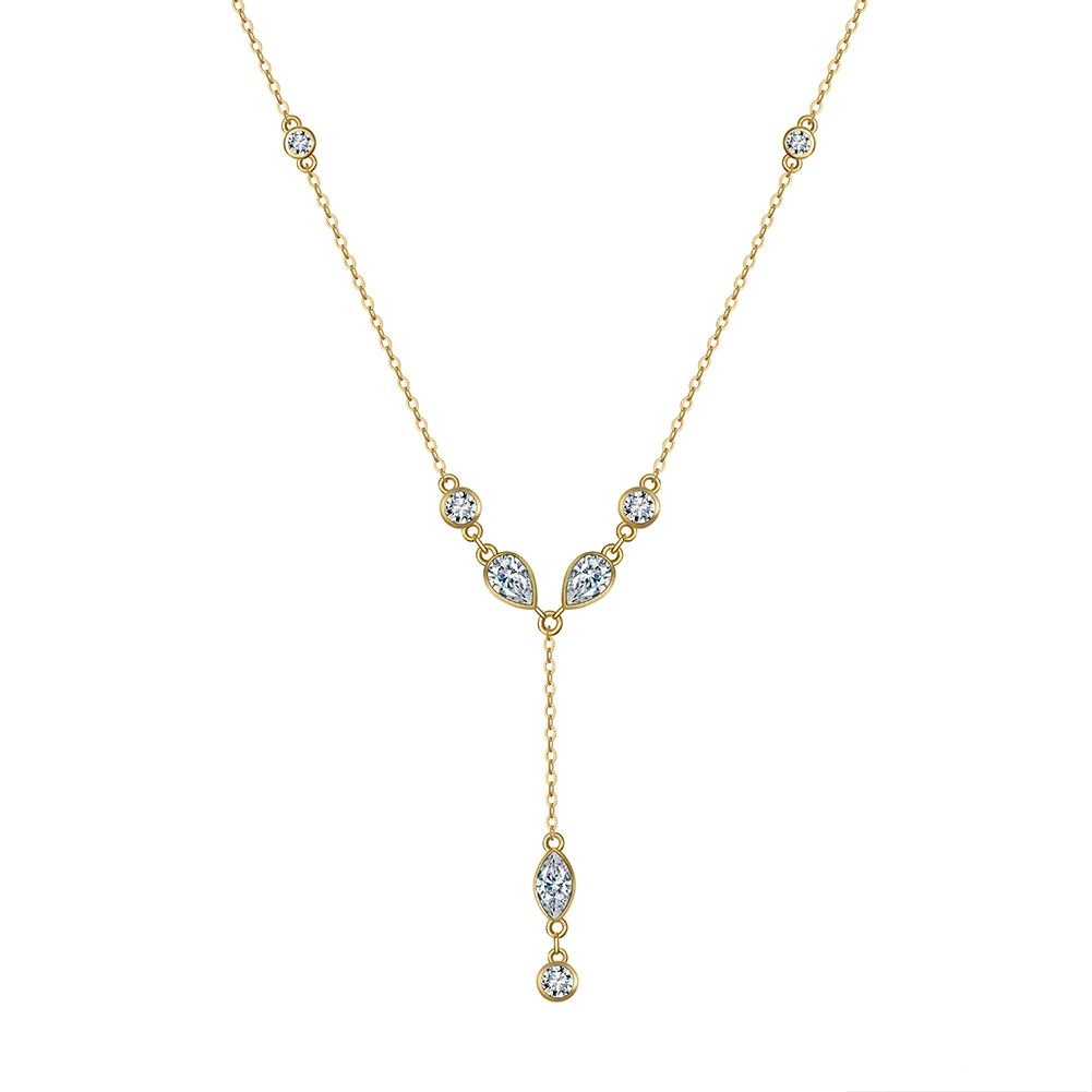 Coliere din argint - Colier din Argint Gold Crystal Drop