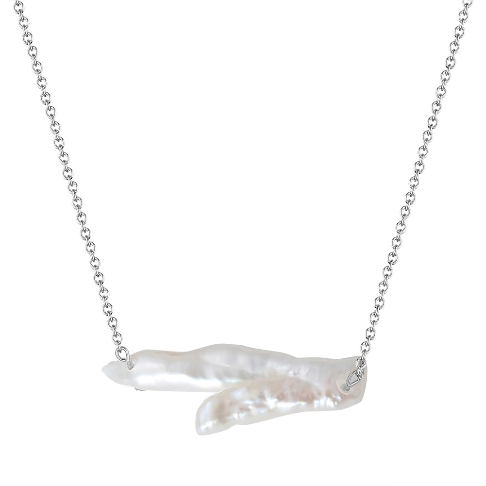 Bijuterii Perle Naturale - Colier din Argint Organic Pearl Bar Silver