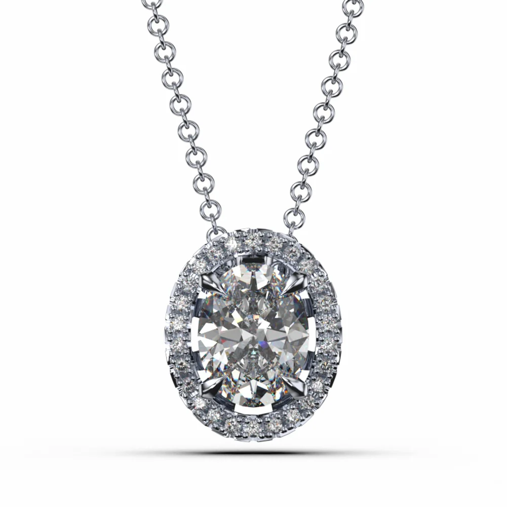 Colier din Argint Oval Brilliance Halo Silver