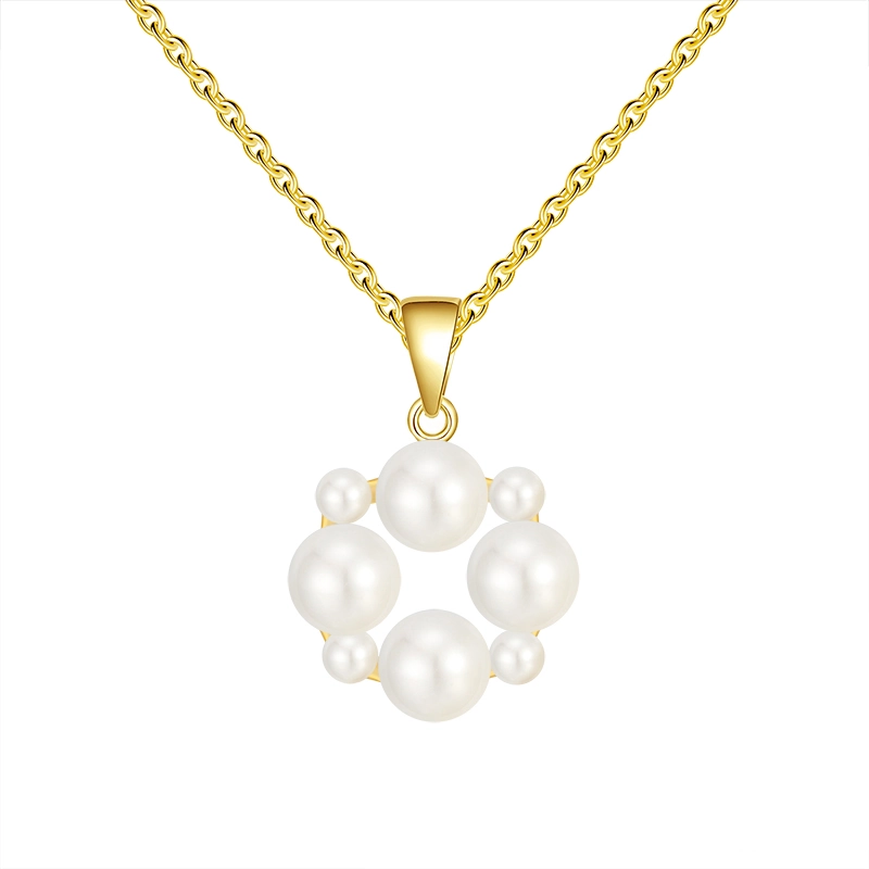 Produse Noi - Colier din Argint Pearl Circle Gold