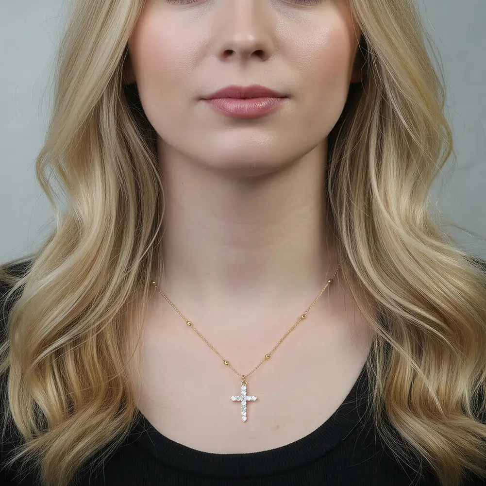 Produse Noi - Colier Statement Cross Auriu