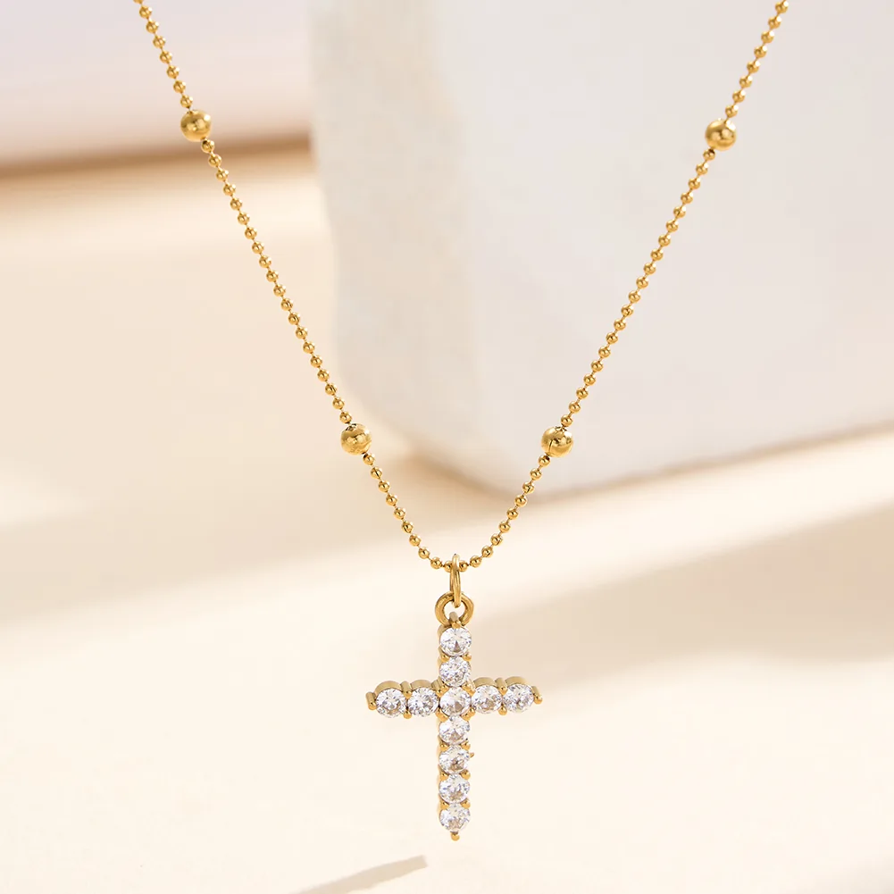 Produse Noi - Colier Statement Cross Auriu