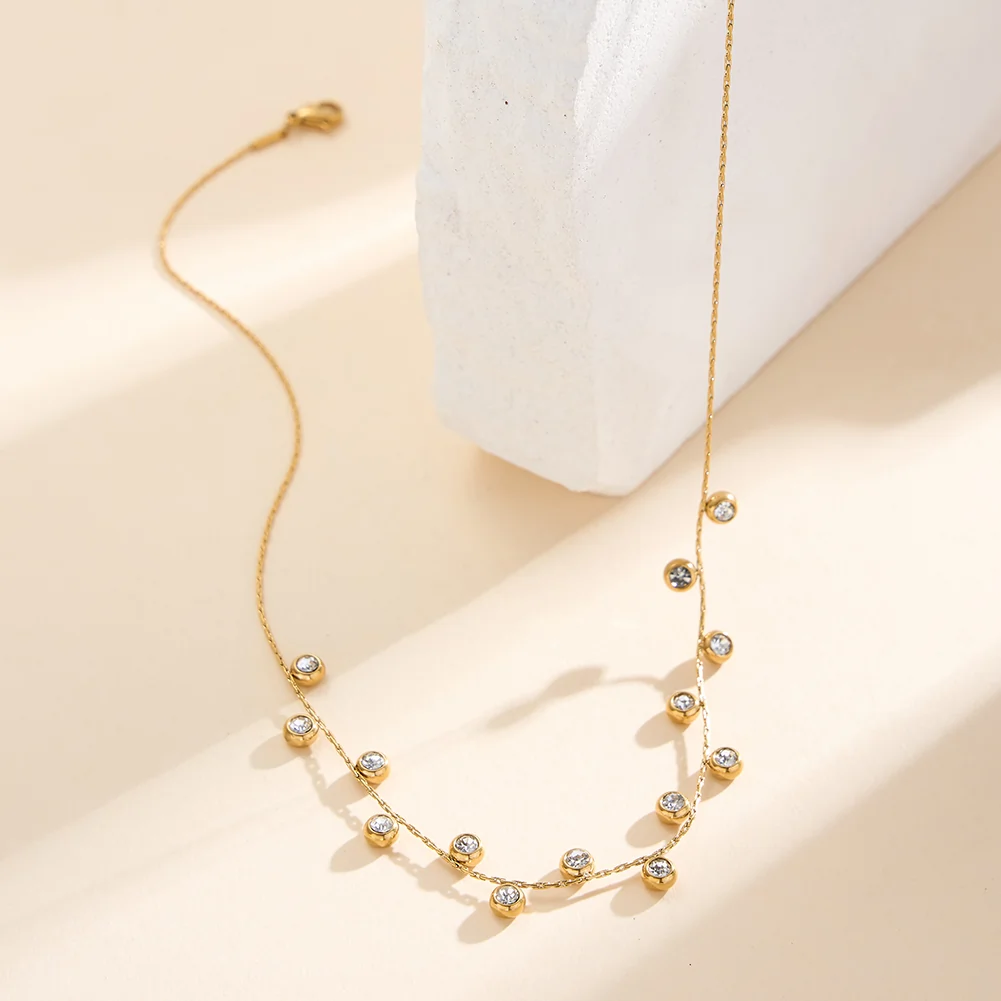 Produse Noi - Colier Statement cu Cristale Zirconiu Stardust Auriu