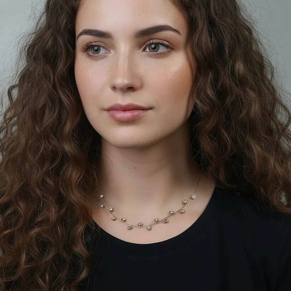 Produse Noi - Colier Statement cu Cristale Zirconiu Stardust Auriu