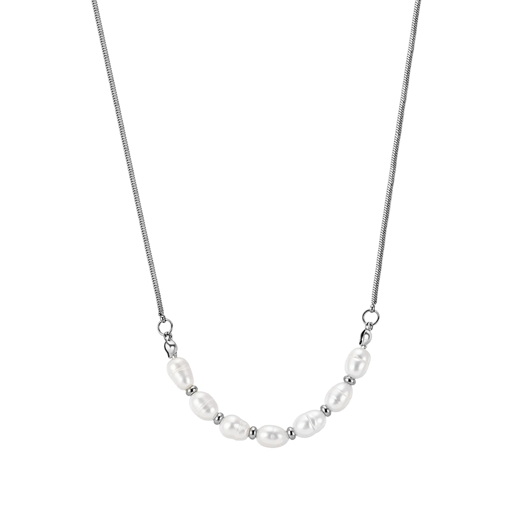 Coliere Statement - Colier Statement cu Perle Naturale Arc Argintiu