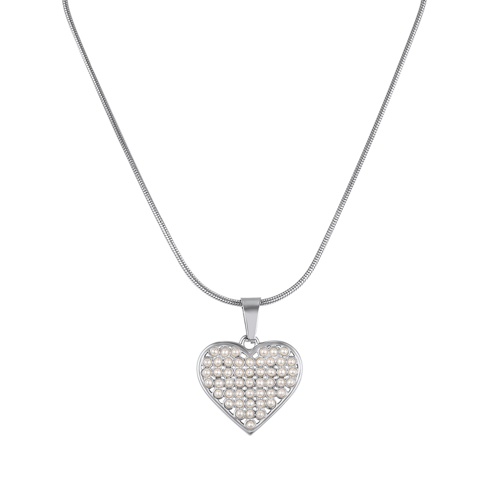 Coliere Statement - Colier Statement cu Perle Shell Amour Argintiu