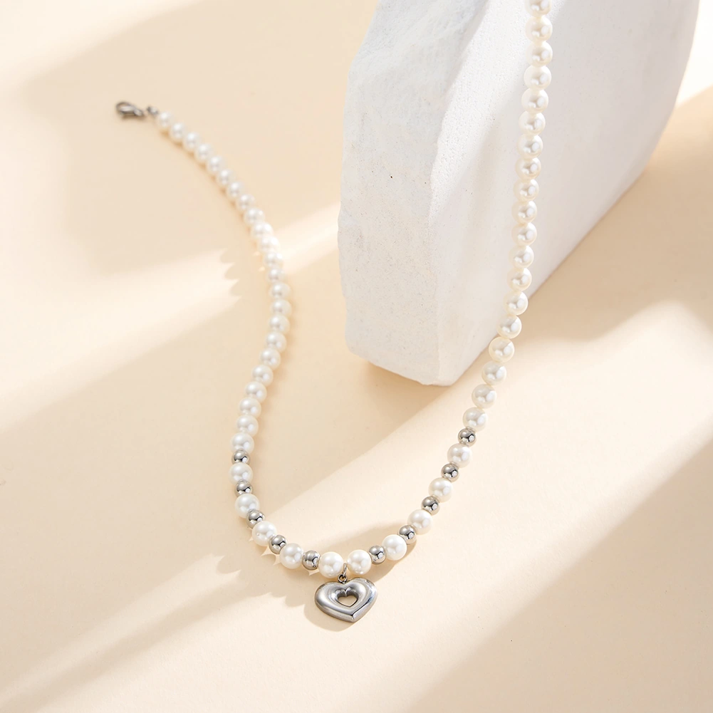 Coliere Statement - Colier Statement cu Perle Shell Amour Layers Argintiu