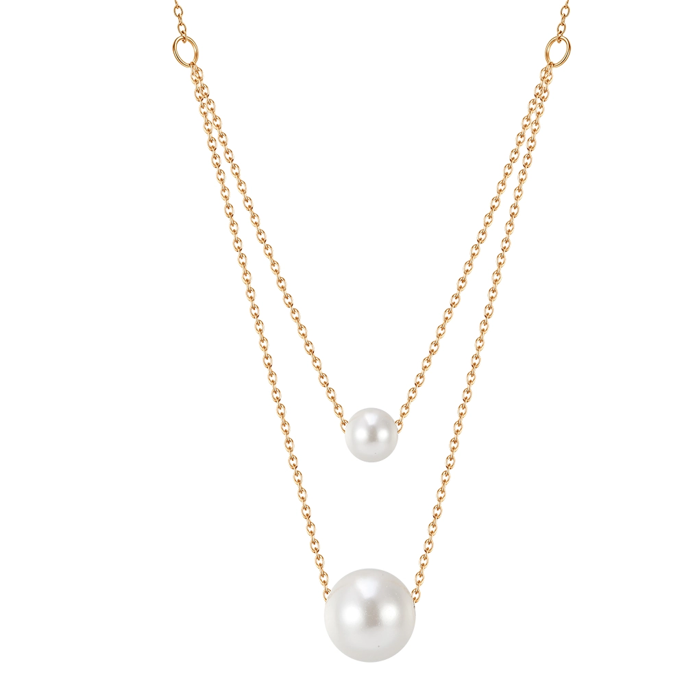 Coliere Statement - Colier Statement cu Perle Shell Duo Layer Auriu