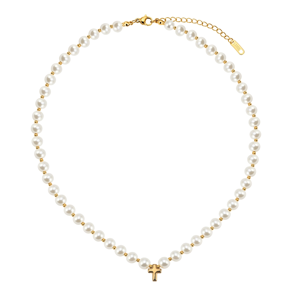 Coliere Statement - Colier Statement cu Perle Shell și Cruce Cruz Auriu