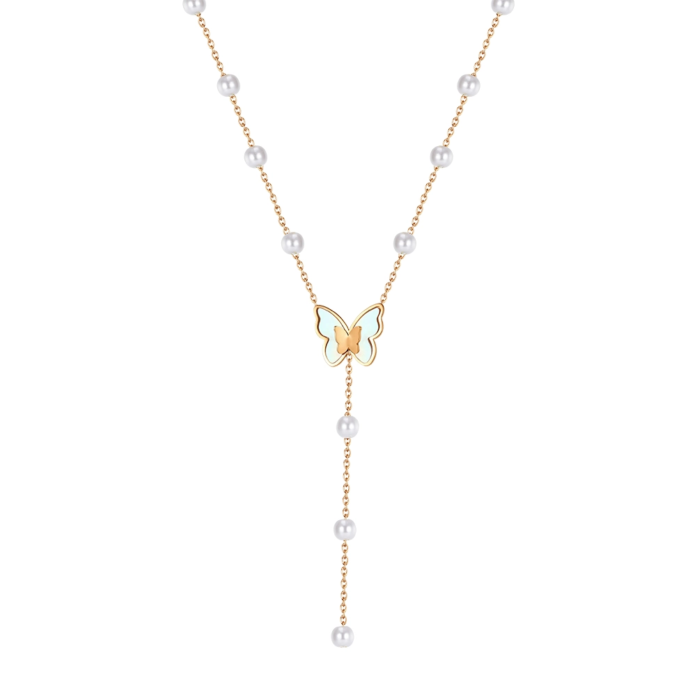 Coliere Statement - Colier Statement cu Perle Shell și Sidef Flutter Auriu