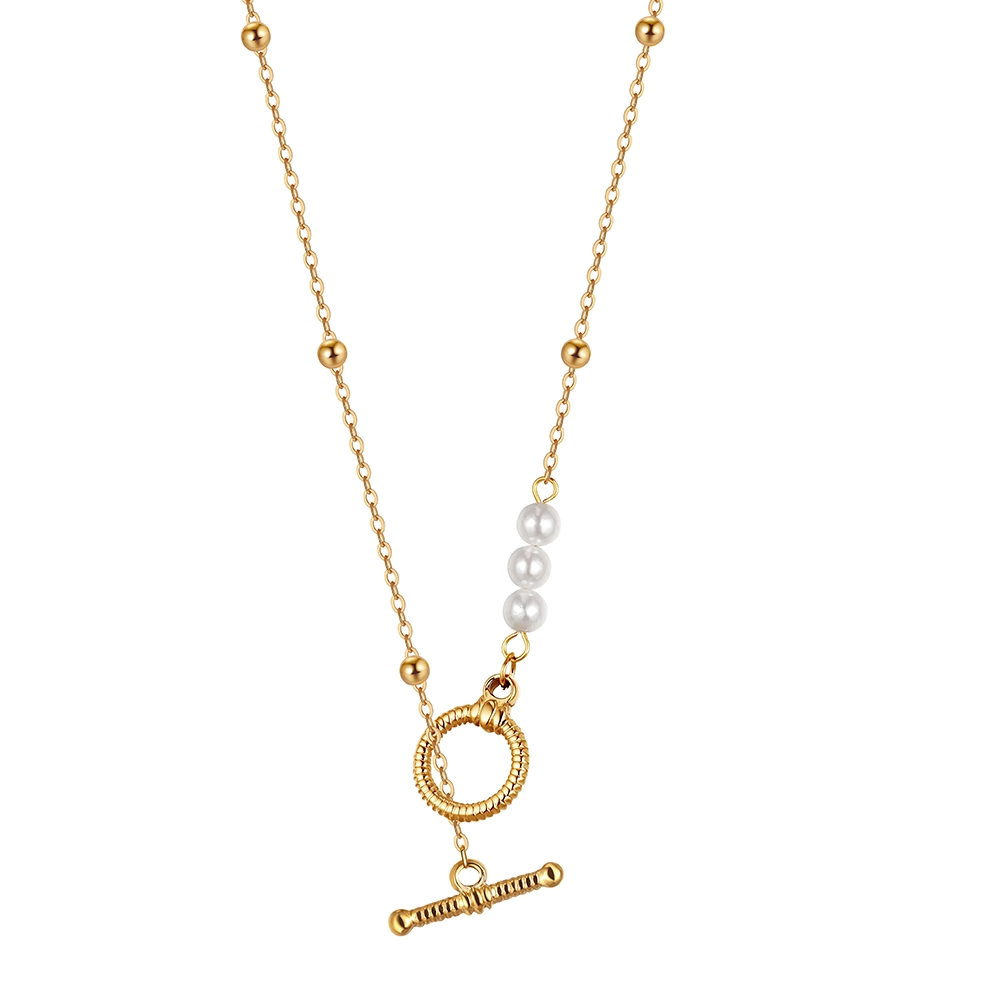 Produse Noi - Colier Statement cu Perle Shell Toggle Auriu