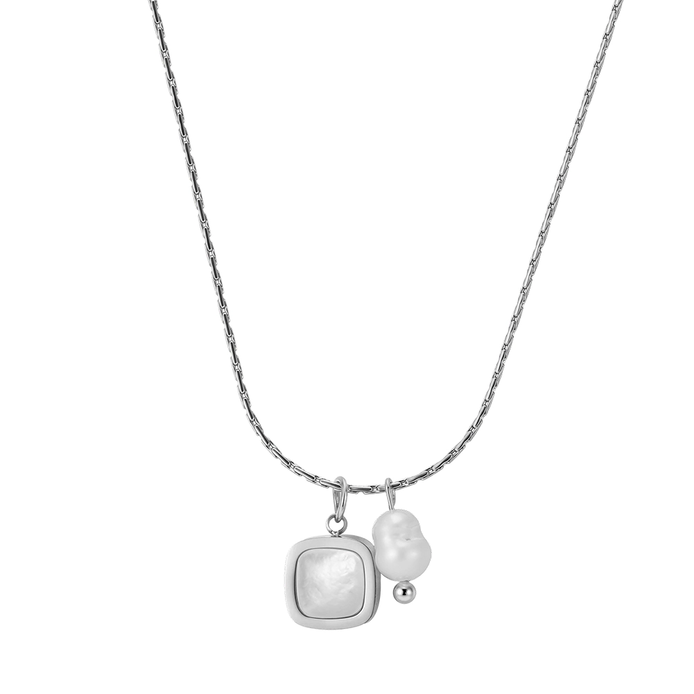 Coliere Statement - Colier Statement cu Sidef și Perlă Naturală Soleil Argintiu