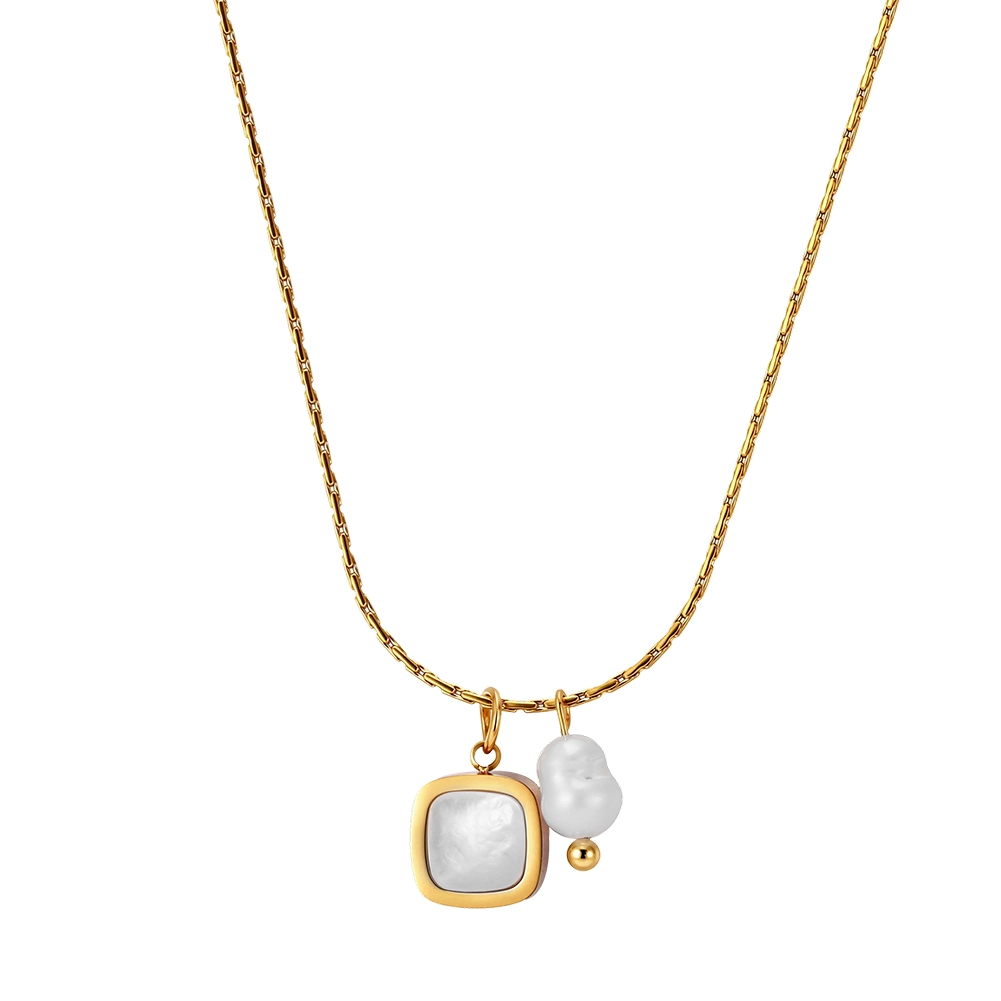 Coliere Statement - Colier Statement cu Sidef și Perlă Naturală Soleil Auriu