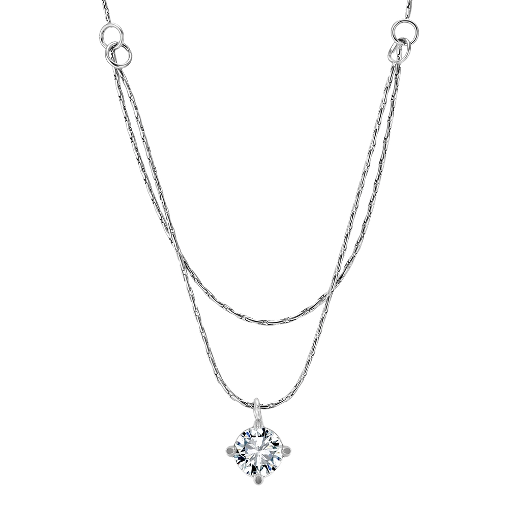 Produse Noi - Colier Statement Double Chain Argintiu