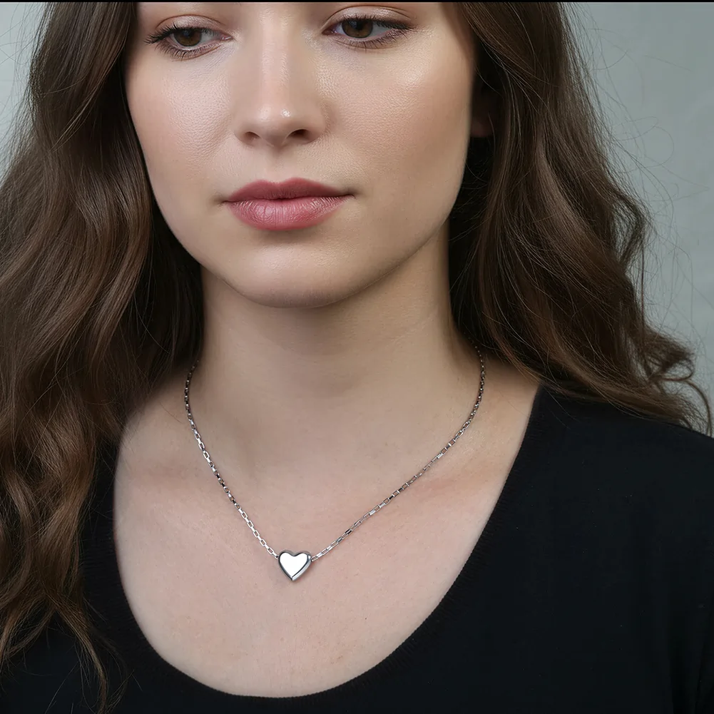 Seturi bijuterii din argint - Colier Statement Heart Argintiu